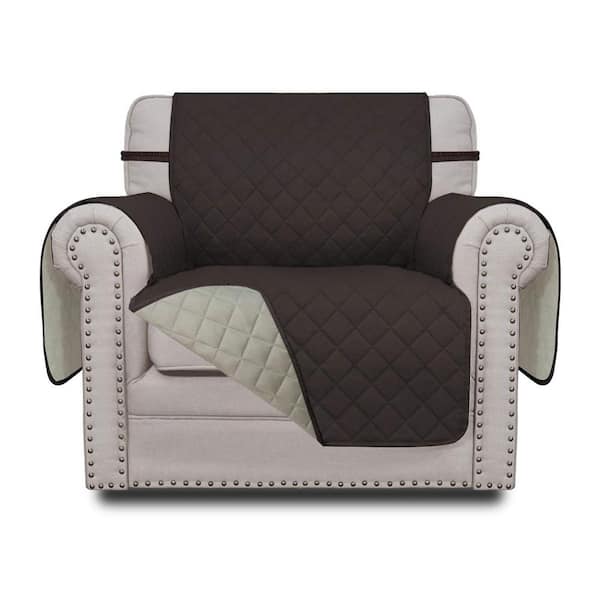 Dyiom Chair Slipcover Reversible Sofa Cover Water Resistant Couch Cover Furniture Protector Cover Chair, Chocolate/Beige