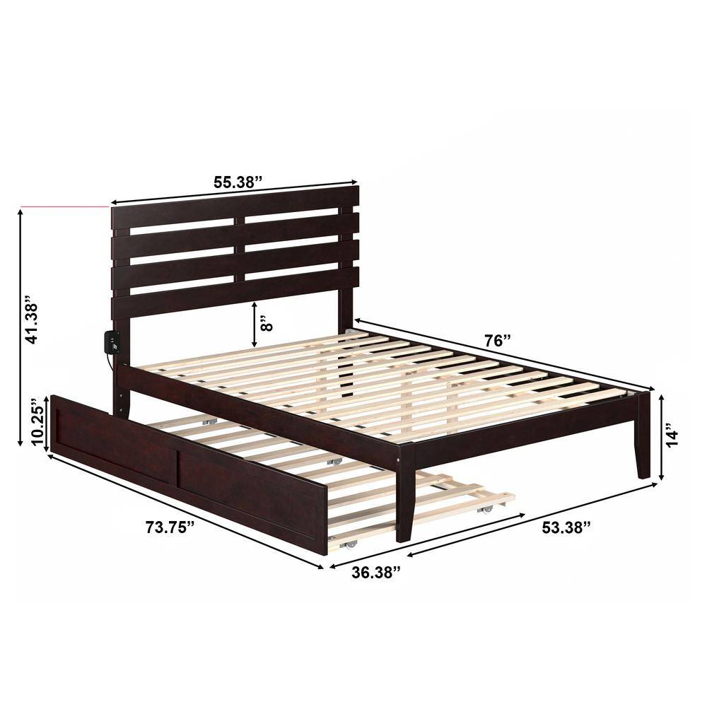 Espresso Full Platform Bed with Twin Trundle and Storage Drawers