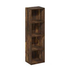 Pasir 42 in. Tall Amber Pine Wood 4-Shelf Standard Bookcase