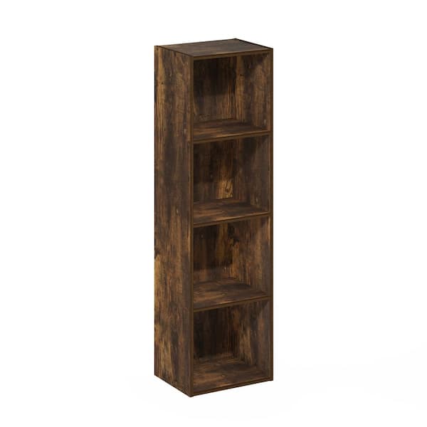 Furinno Pasir 42 in. Tall Amber Pine Wood 4-Shelf Standard Bookcase
