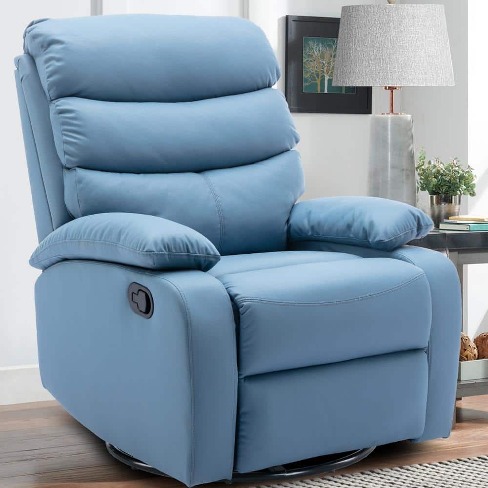 Pinksvdas Recliner Blue Recliner, Rocking Swivel Recliner Sofa