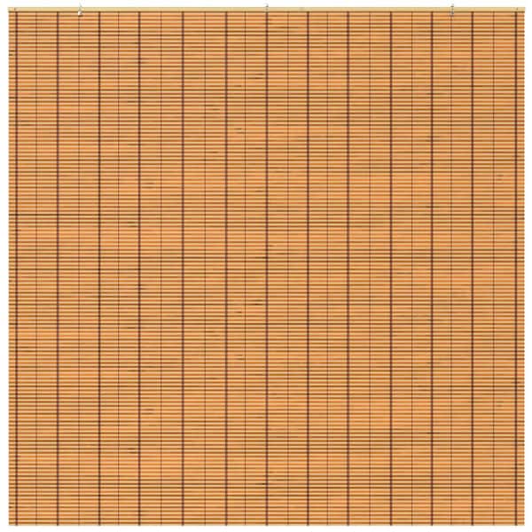 Oriental Furniture Burnt Bamboo Cordless Window Shade Two-Tone Honey 72 in. W x 72 in. L