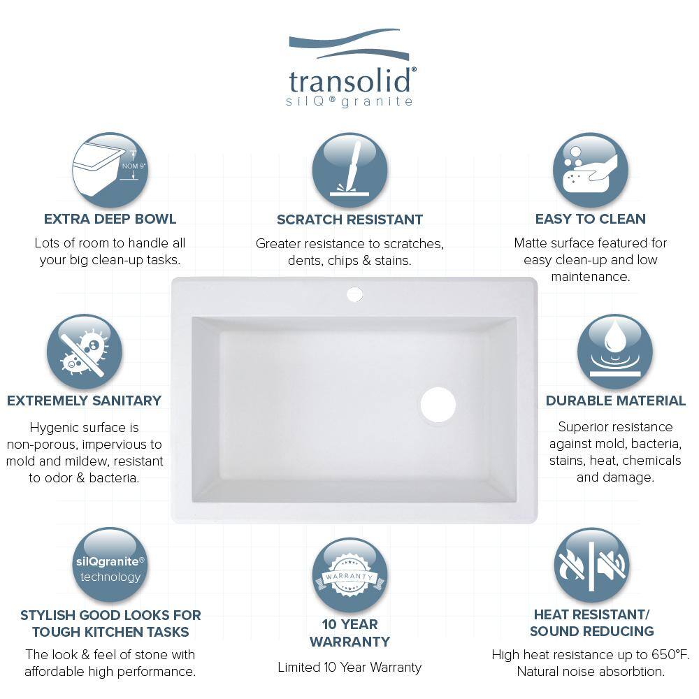 White Matte Granite Composite Single Bowl Kitchen Sink