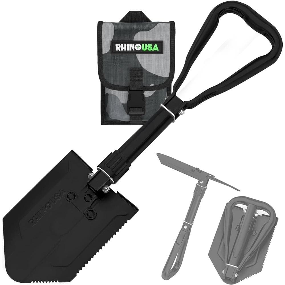 Primehome 22 Inch 3-in-1 Folding Survival Shovel – Carbon Steel