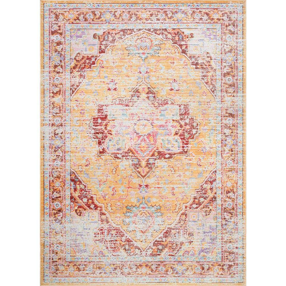 Vintage Orange Synthetic Easy Care Area Rug
