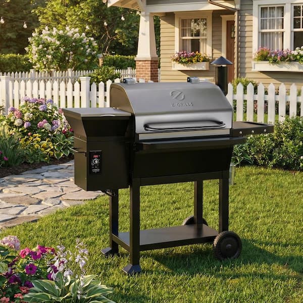 1056 sq. in. Pellet Grill in Silver with Stainless Steel Lid, Includes Cover