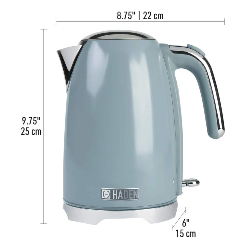 Sky Blue Retro Cordless Electric Kettle with Chrome Accents