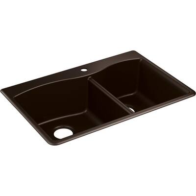 kitchen kohler drop granite composite sink kennon matte undermount bowl double hole brown graphite cm7 sinks