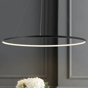 Circulo 35 in. Round Modern Contemporary Integrated LED Metal Black Pendant