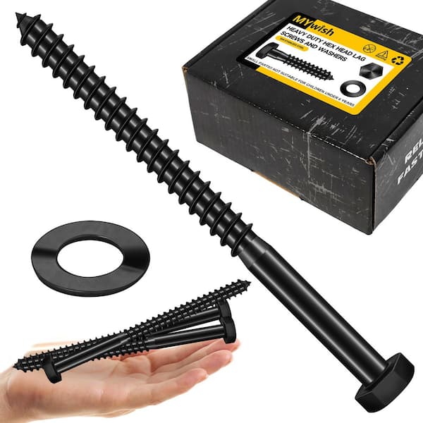 1/2 in. x 6 in. Stainless Steel Hex Drive Hex Head Lag Screws, Black Oxide (25-Pack