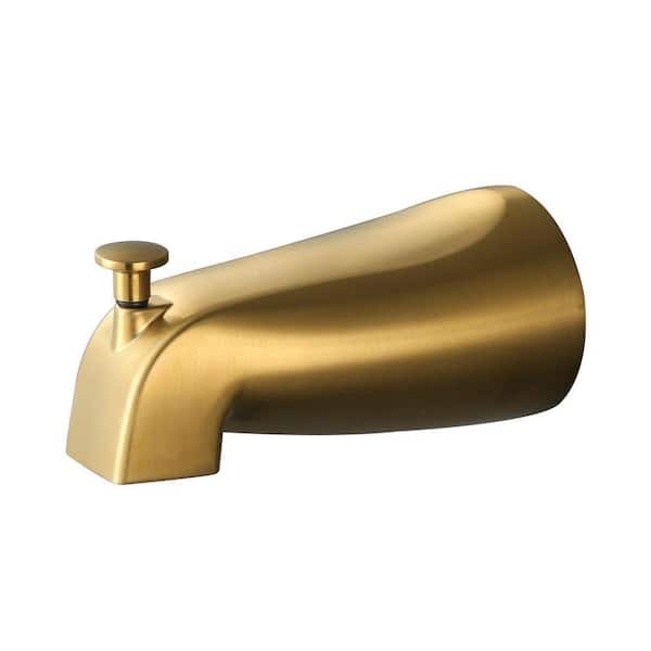 Bath Tub Spout with Slip Fit Connection and Pull-Up Diverter in Brushed Gold
