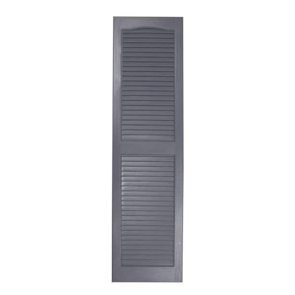 14.5 in. W x 54.5 in. H Polypropylene Gray Louvered Exterior Shutters
