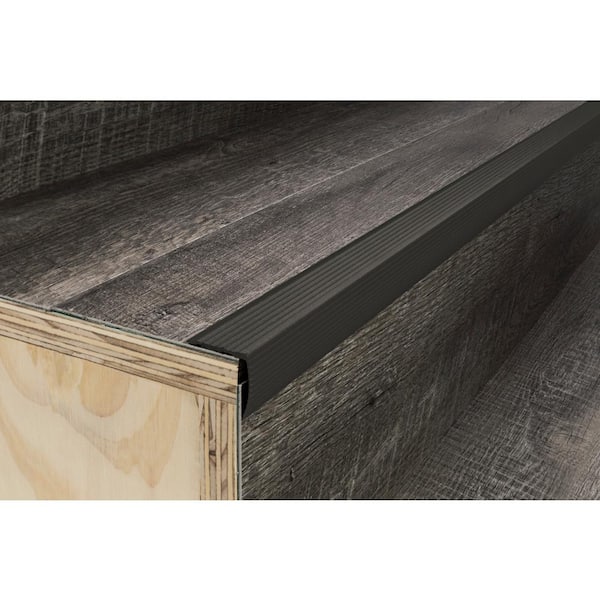 1-1/8 in. x 1-1/8 in. x 36 in. Mocha CINCH Fluted Aluminum Stair Nosing