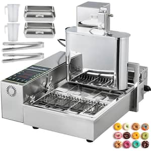 Commercial Automatic Donut Making Machine 4 Rows 304 Stainless Steel Auto Doughnut Maker with 5.5 Liter Hopper, Silver