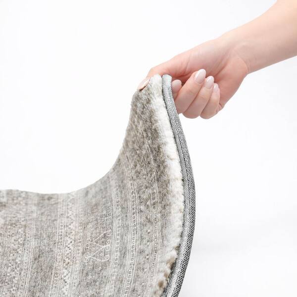 Dream Shag Premium Machine Washable Abstract ADS714 Silver 10 ft. x 14 ft. Area Rug