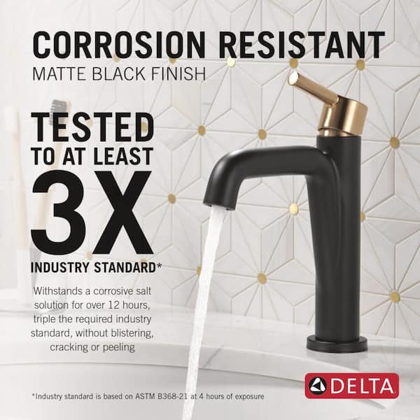 Nicoli Single Hole Single-Handle Bathroom Faucet in Matte Black/Champagne Bronze