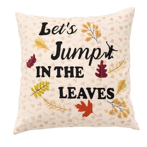 Harvest Natural/Multi-Color Sentiment Cotton Poly Filled Decorative 20 in. x 20 in. Throw Pillow