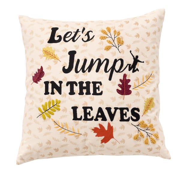 Natural Sit Down Stay Awhile Sentiment Cotton Poly Filled 20 in. x 20 in. Decorative Throw Pillow