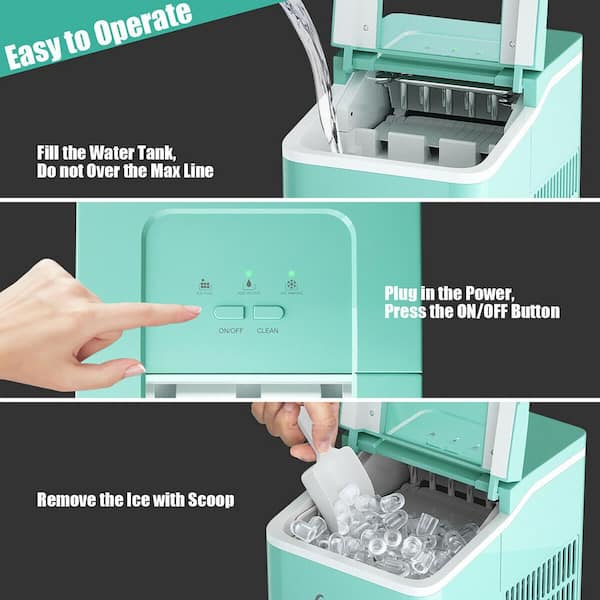 Costway 9 in. 33 lbs./24H Portable Ice Maker Machine Countertop Ice Cube  Maker with Scoop and Basket Black FP10078US-DK - The Home Depot