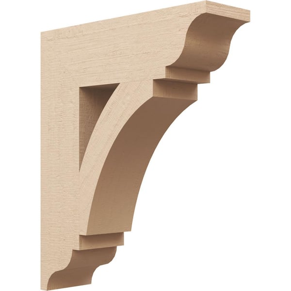 Ekena Millwork 5.5 in. x 24 in. x 20 in. Thorton Traditional Rough Cedar Woodgrain Timberthane Polyurethane Bracket, Primed Tan