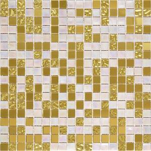 Mingles 11.6 in. x 11.6 in. Glossy Gold Glass Mosaic Wall and Floor Tile (18.69 sq. ft./case) (20-pack)