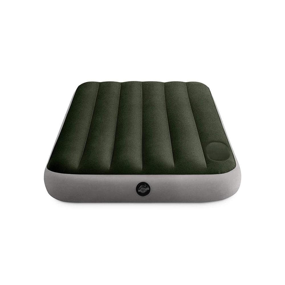 Queen Size Gray Vinyl Air Mattress with Built-In Pump