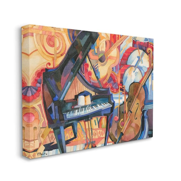The Stupell Home Decor Collection Big City Music Piano Cubism Design by Paul Brent Unframed Abstract Art Print 48 in. x 36 in.