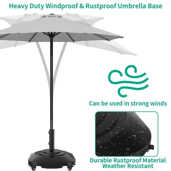 hcman 100 lb. Umbrella Base with Wheels, Windproof and Mobile Square Umbrella Stand for Patio, Deck, Poolside, Lawn, Fit Most hcman 100 lb. Umbrella Base with Wheels, Windproof and Mobile Square Umbrella Stand for Patio, Deck, Poolside, Lawn, Fit Most