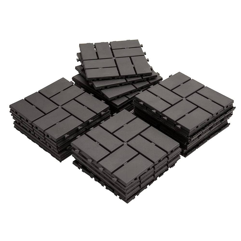 27-Piece Interlocking Patio Deck Tile, 12 in. x 12 in. Plastic Square Outdoor Flooring Tile in Gray price history on PriceWatchPro