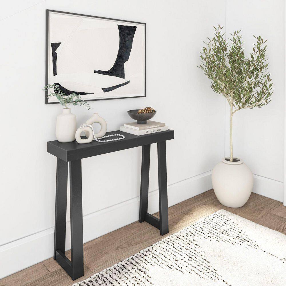 Classic 36 in. Black Rectangle Wood Console Table