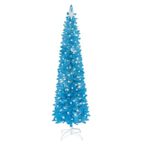 6 ft. Pre-Lit Curved Top Artificial Christmas Tree with Warm White Light and Star