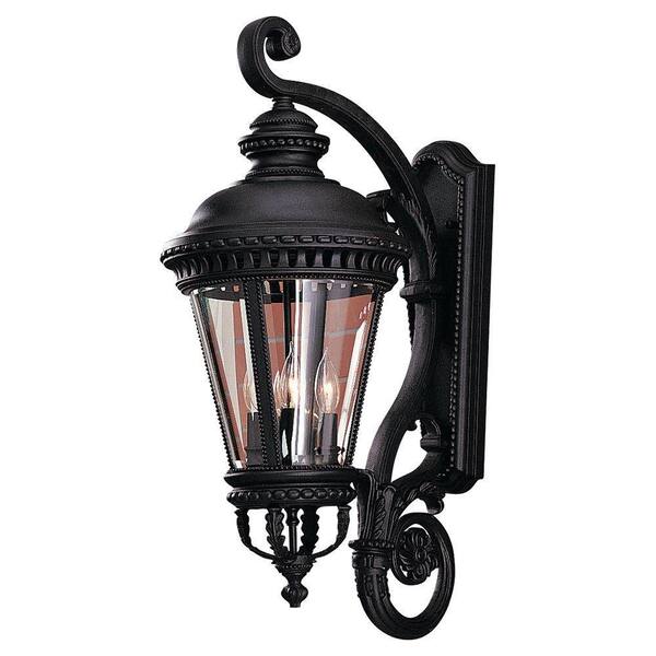 Generation Lighting Castle 4-Light Black Outdoor 32 in. Wall Lantern Sconce