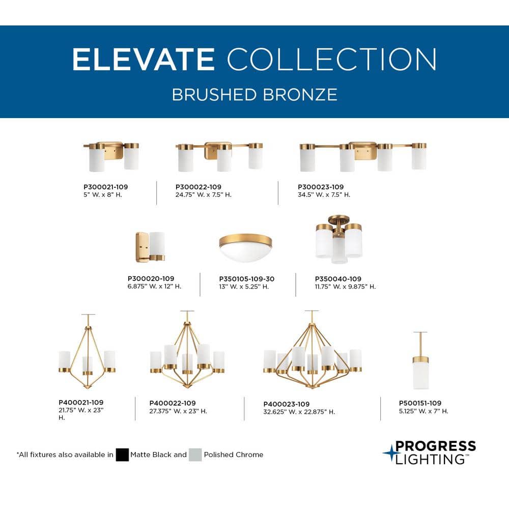 Brushed Bronze 2-Light Mid-Century Modern Vanity Fixture