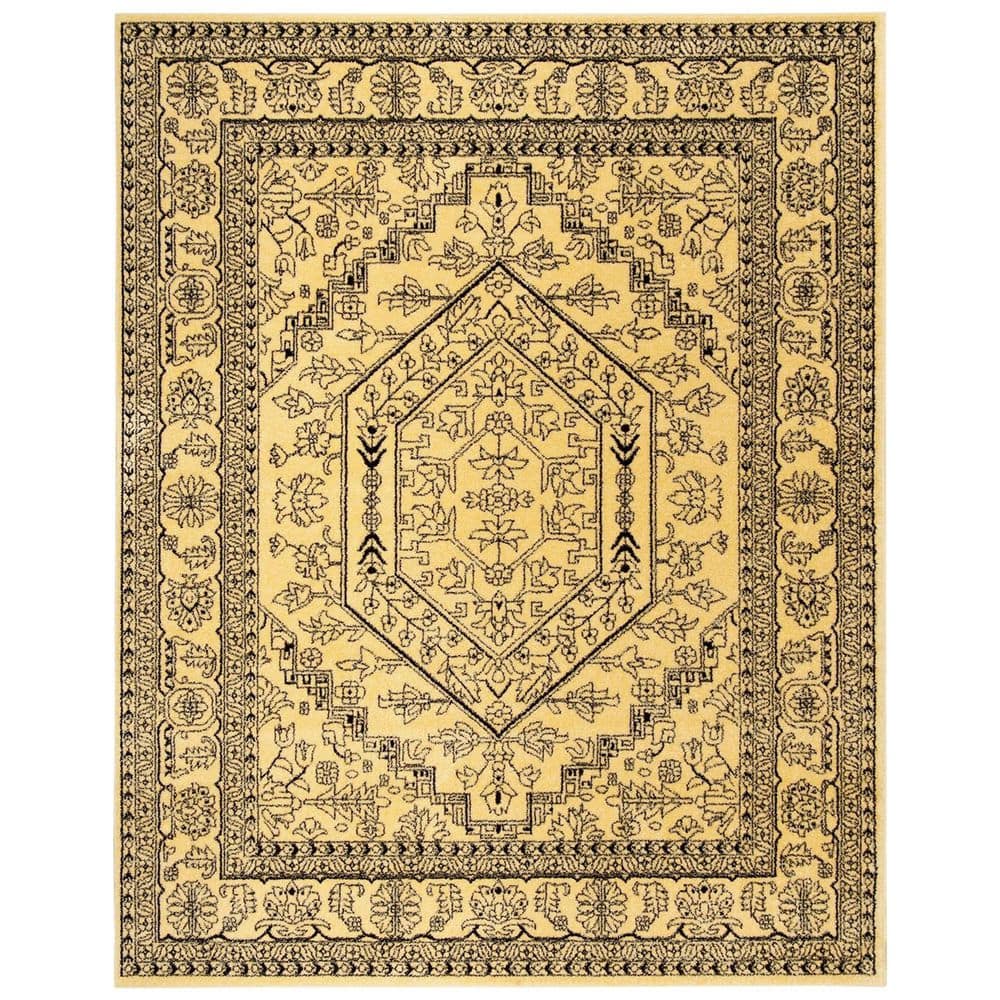 Yellow Polypropylene 8 ft. x 10 ft. Oriental Indoor Area Rug