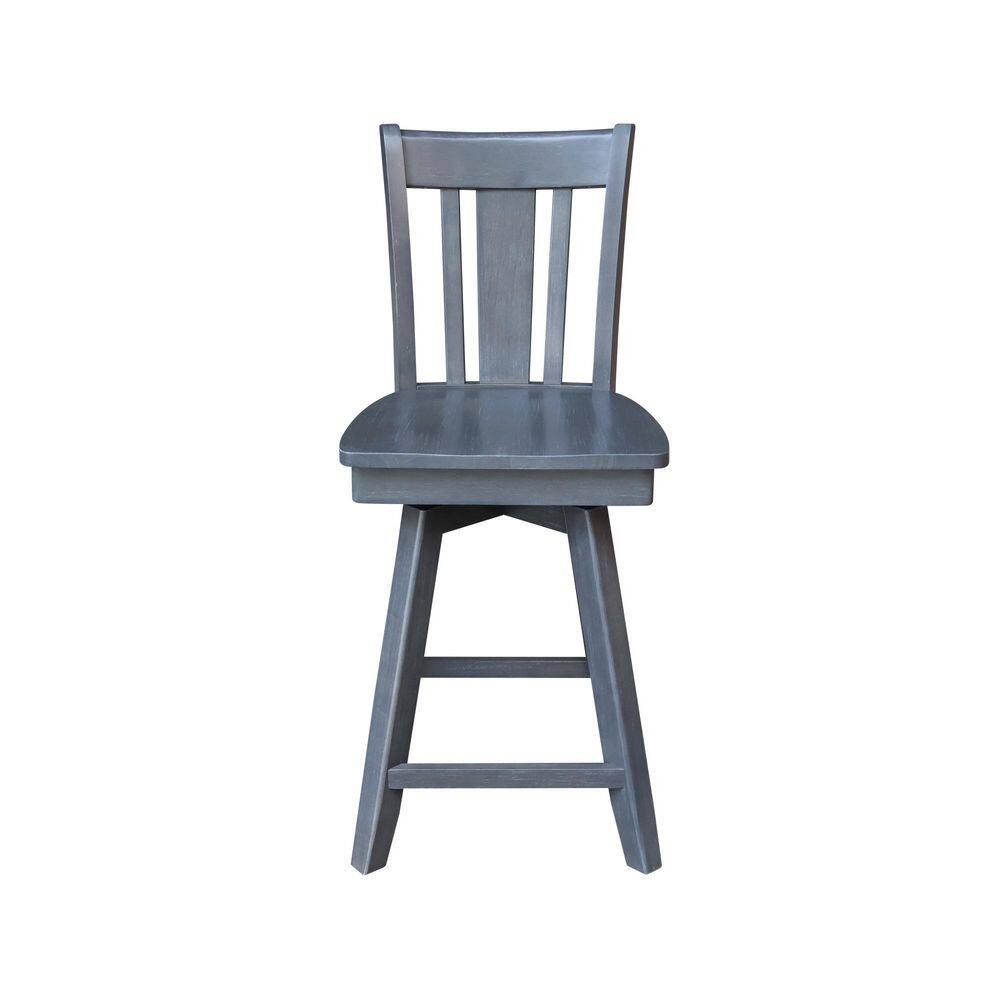 Heather Gray Solid Wood Swivel Counter Height Stool