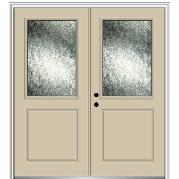 MMI Door 64 in. x 80 in. Right-Hand/Inswing Rain Glass Wicker Fiberglass Prehung Front Door on 4-9/16 in. Frame