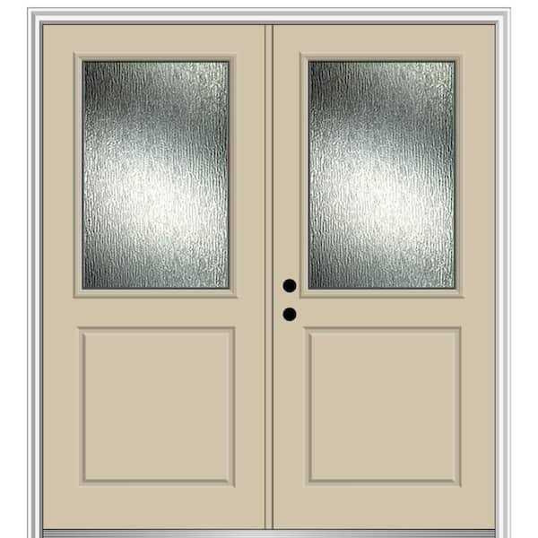 MMI Door 72 in. x 80 in. Right-Hand/Inswing Rain Glass Wicker Fiberglass Prehung Front Door on 4-9/16 in. Frame