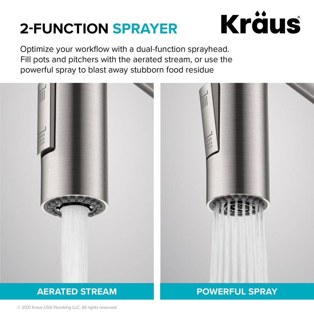 Brushed Brass Commercial Style Pull-Down Kitchen Faucet