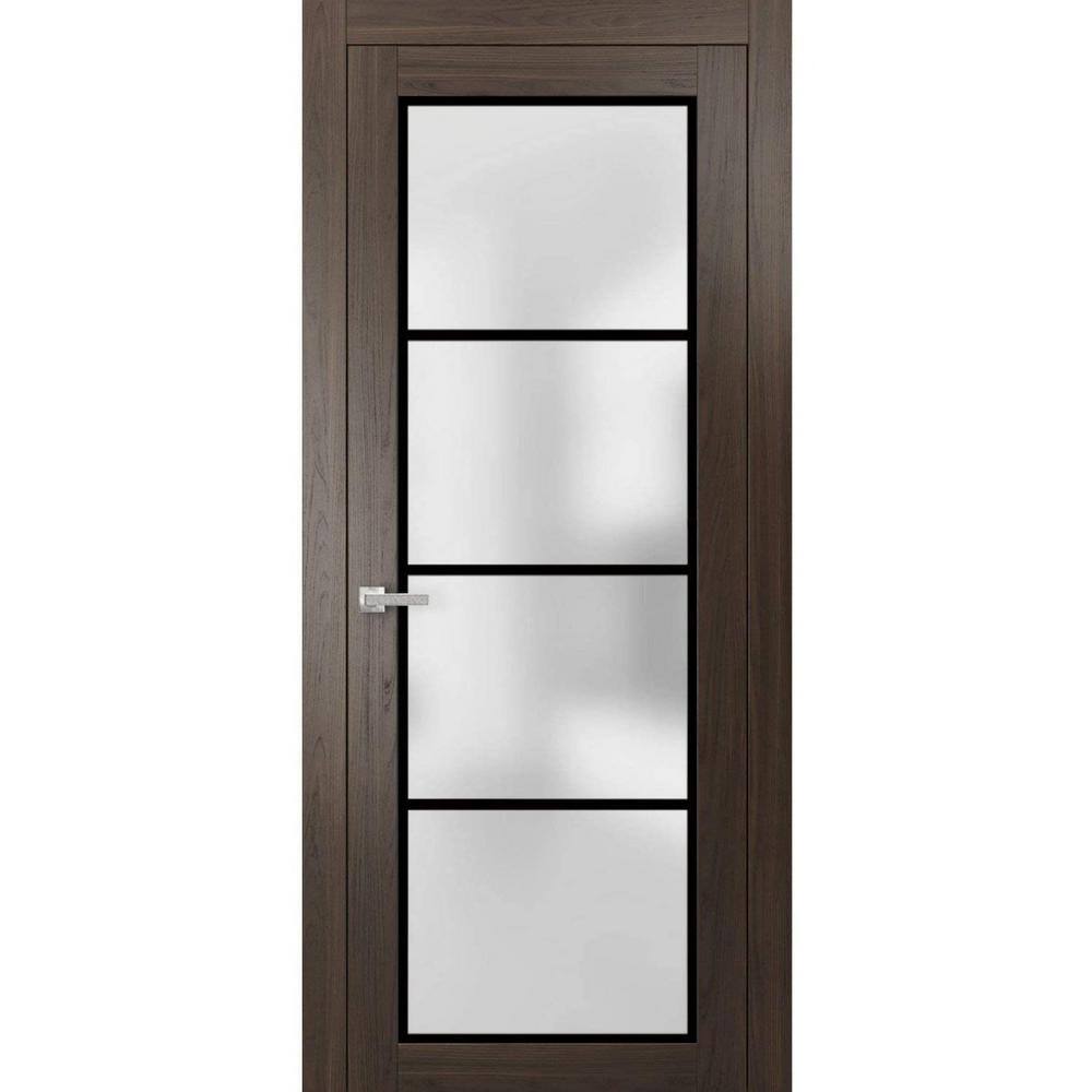 32 in. x 80 in. 1 Panel Chocolate Ash Finished Solid Wood Sliding Door with Hardware price history on PriceWatchPro