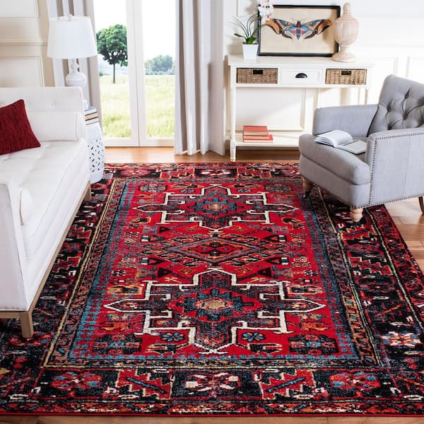 Vintage Hamadan 12 ft. x 12 ft. Square Red/Multi Floral Border Area Rug