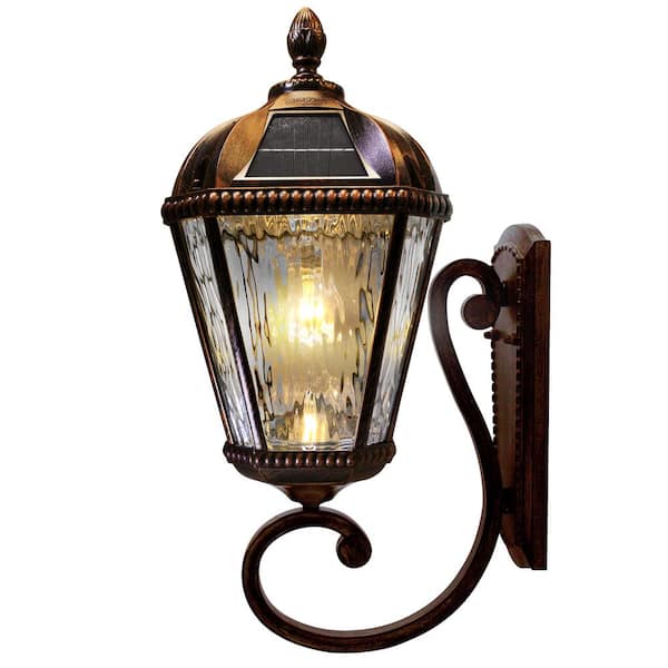 GAMA SONIC Royal Bulb Brushed Bronze Waterproof Aluminum Outdoor Wall Sconce Lantern Light and Integrated LED Light Bulb Included