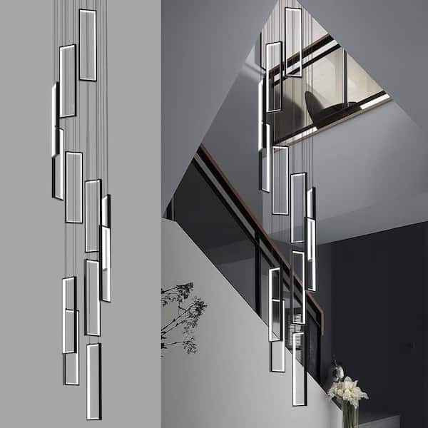 Home Lighting 252Watt 12-Light 12C-Gold Pendant Lighting LED Rectangle Chandelier for Kitchen