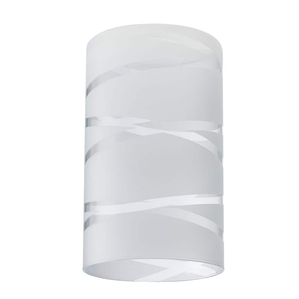 PRIVATE BRAND UNBRANDED 7.88 in. White Etched Swirl Glass Cylinder