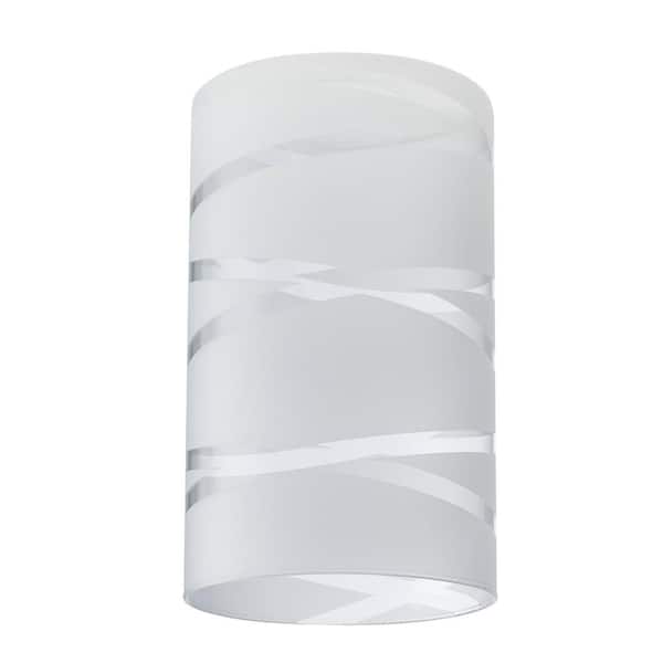 7.88 in. White Etched Swirl Glass Cylinder Shaped Replacement Pendant Shade with 2.25 in. Neckless Fitter