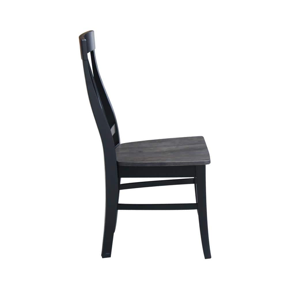 Elegant Cosmo High-Back Side Chair in Coal-Black Solid Wood