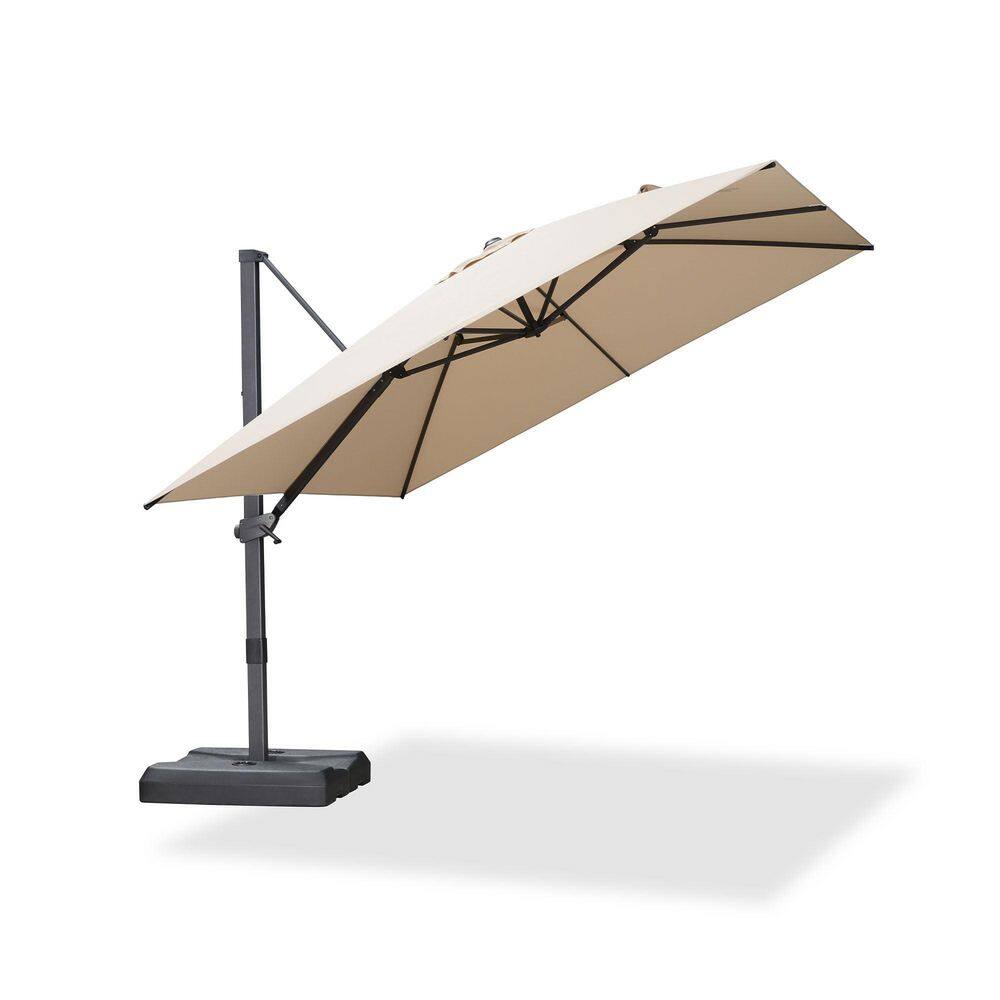 10 ft. Square Outdoor Cantilever Patio Umbrella Aluminum Offset 360° Rotation Umbrella in Beige, with Base price history on PriceWatchPro