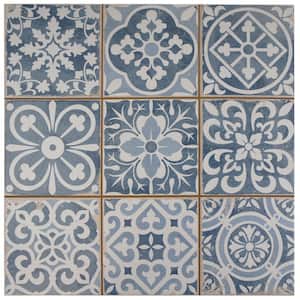 Take Home Tile Sample - Faenza Azul Encaustic 4.5 in. x 13 in. Ceramic Floor and Wall