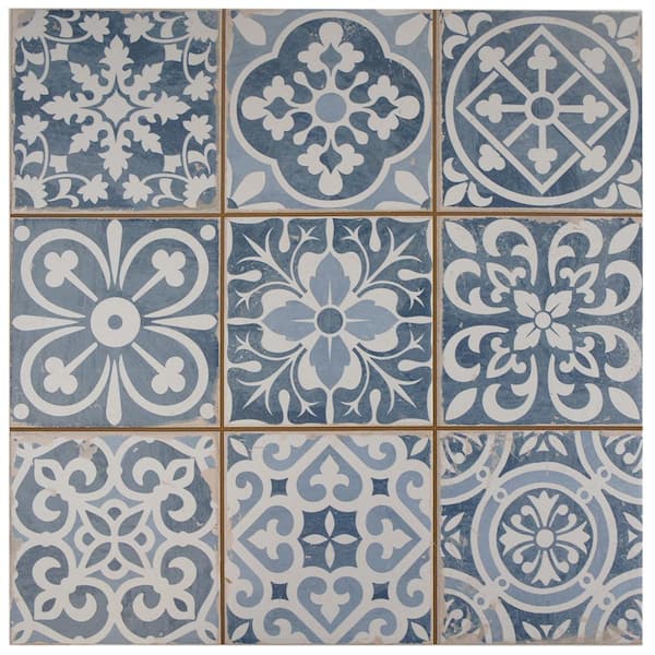 Za Azul Encaustic 4 5 In X 13, Blue Floor Tile Home Depot