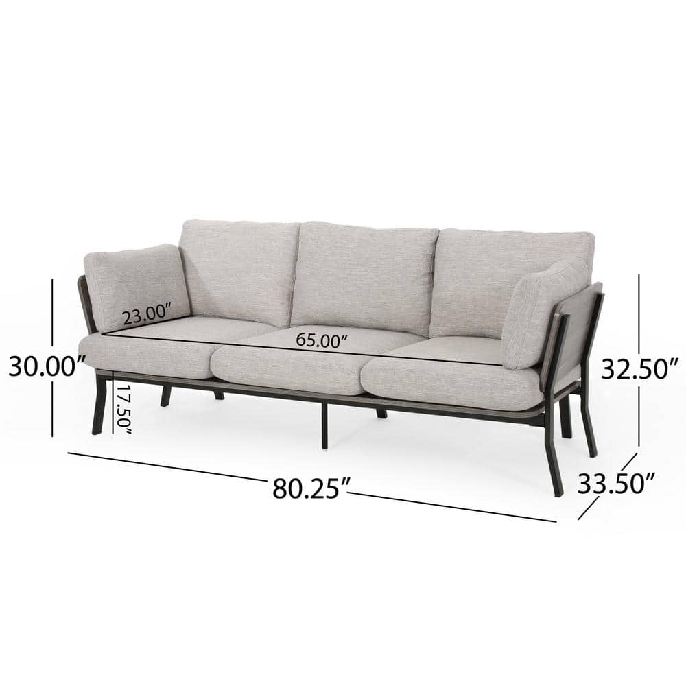 Light Gray Fabric 3-Seat Lawson Sofa with Removable Cushions