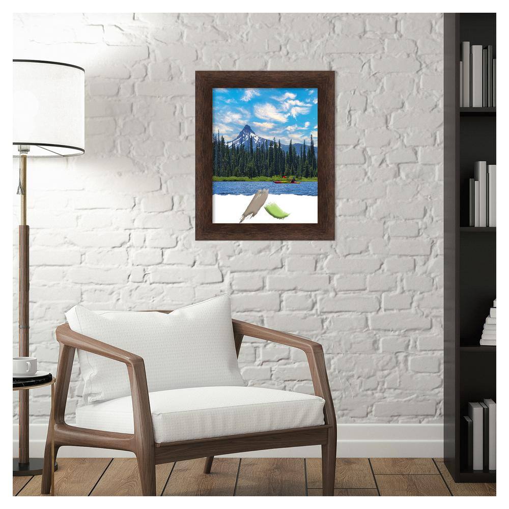 11"x14" Opening Size Narrow Wood Picture Frame Art Warm Walnut - Amanti Art: Includes Mounting Hardware, Acrylic Glazing
